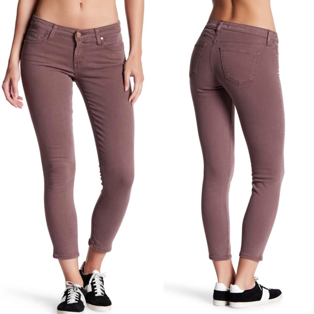 NWT Big Star Women's 24x25 Alex Cropped Skinny Jeans in Altair- Pink/Plum Mauve